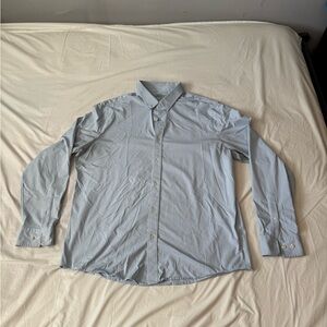 Rhône Commuter Shirt Classic Fit Blue Stripe Fine Italian Fabric Button Down XL